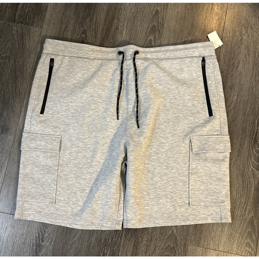 Areopostale Mens 3XL Gray Shorts Drawstring Waist Zipper & Cargo Pockets NWT